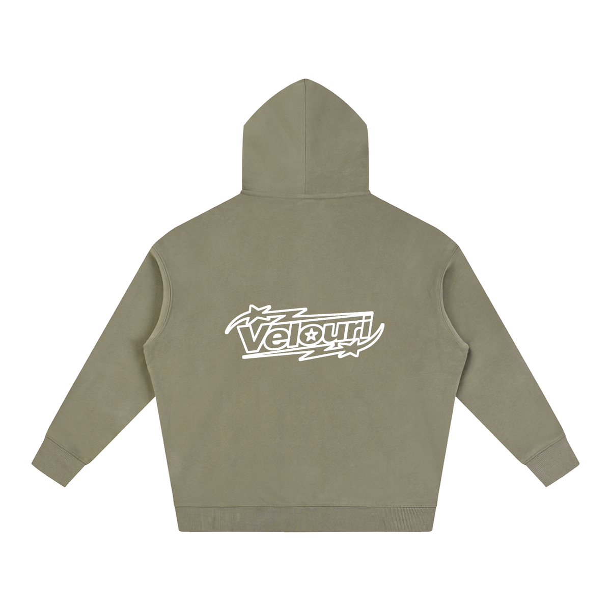 Velouri Outline Fleeced Hoodie - Army