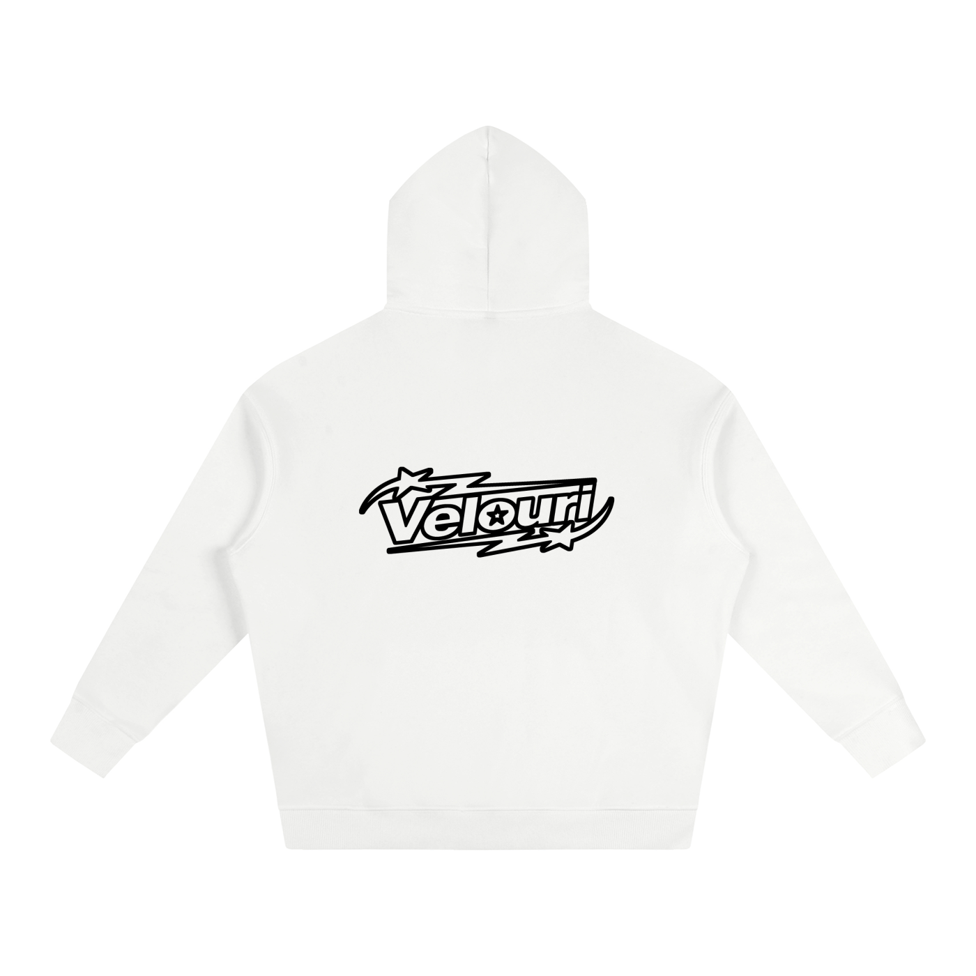 Velouri Outline Fleeced Hoodie - White