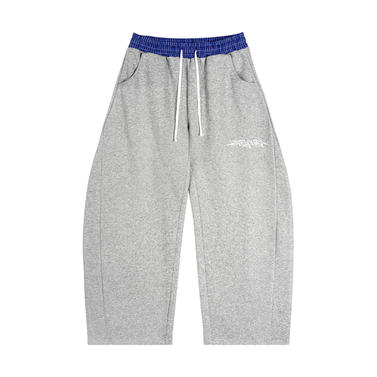 Velouri Graffiti Blue Plaid Baggy Sweatpants - Grey