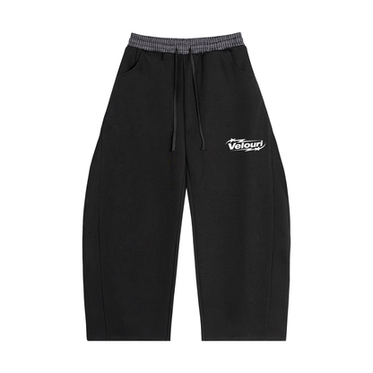 Velouri Grey Plaid Baggy Sweatpants - Black