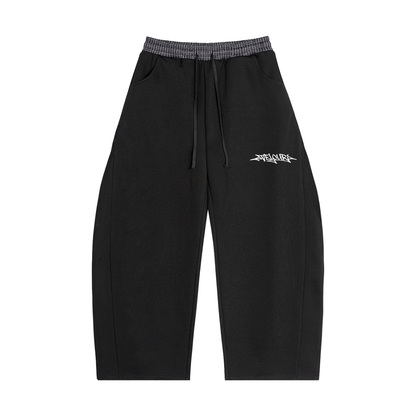Velouri Graffiti Grey Plaid Baggy Sweatpants - Black