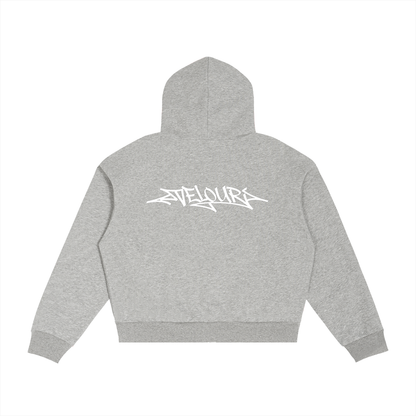 Velouri Graffiti Blue Plaid Zip Up - Grey