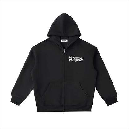 Velouri Zip Up - Black