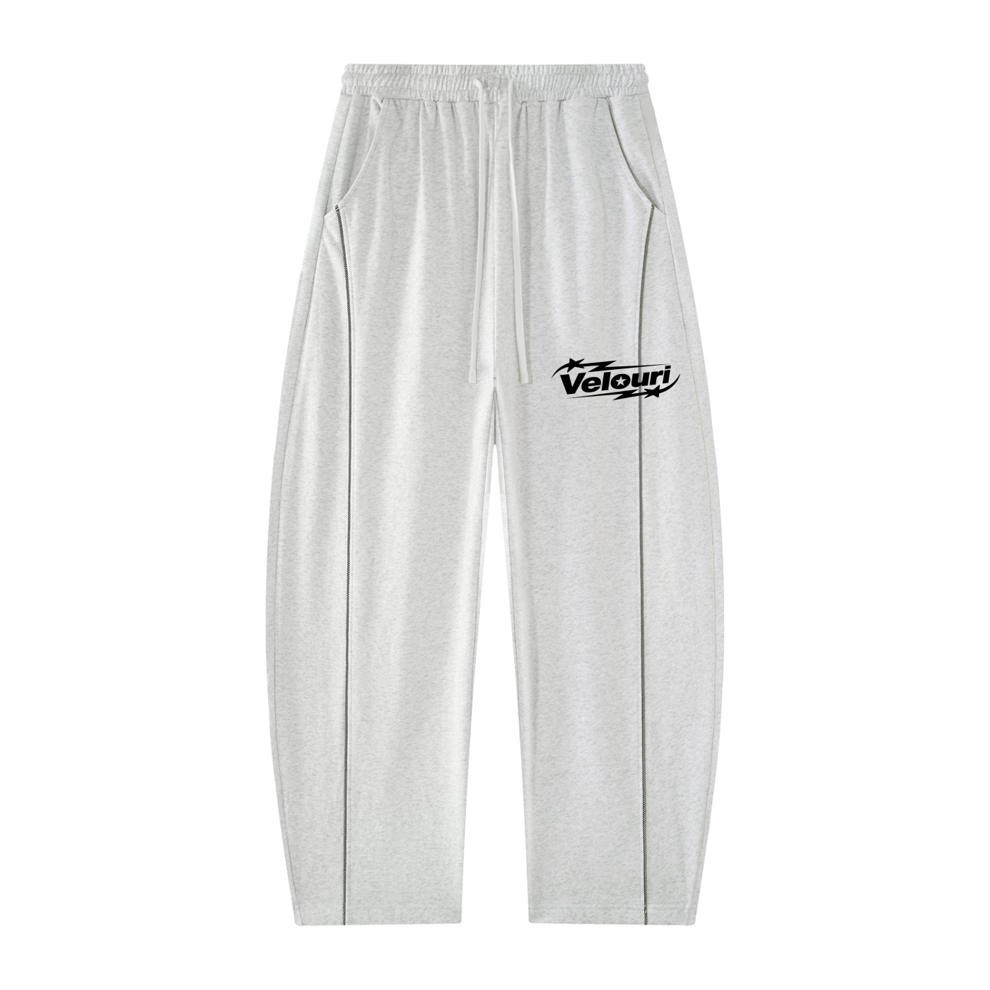 Velouri Striped Baggy Sweatpants - Grey