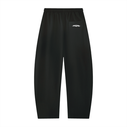 Velouri Graffiti Striped Baggy Sweatpants - Black