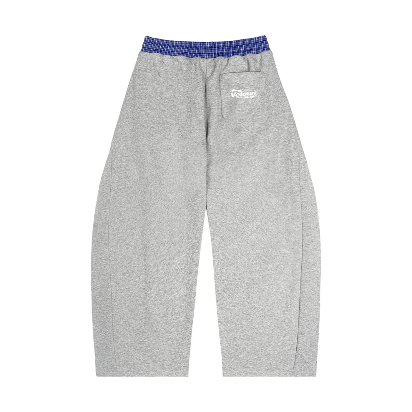 Velouri Blue Plaid Baggy Sweatpants - Grey