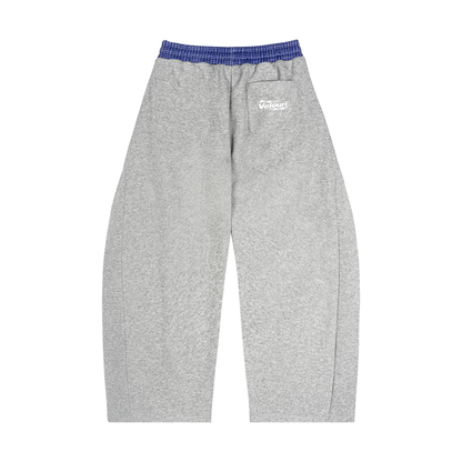 Velouri Blue Plaid Baggy Sweatpants - Grey