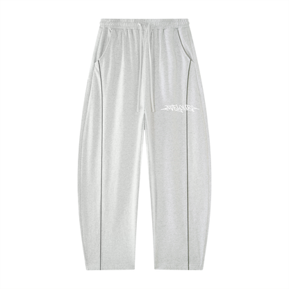 Velouri Graffiti Striped Baggy Sweatpants - Grey