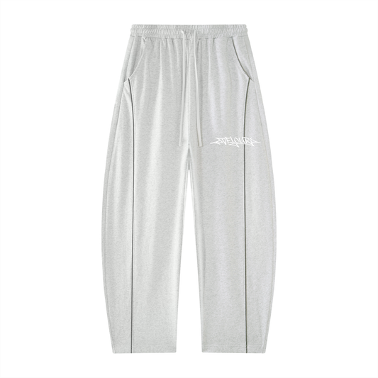 Velouri Graffiti Striped Baggy Sweatpants - Grey