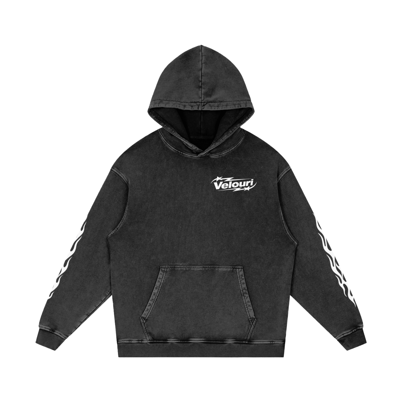 Velouri Washed Hoodie - Black
