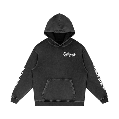 Velouri Washed Hoodie - Black