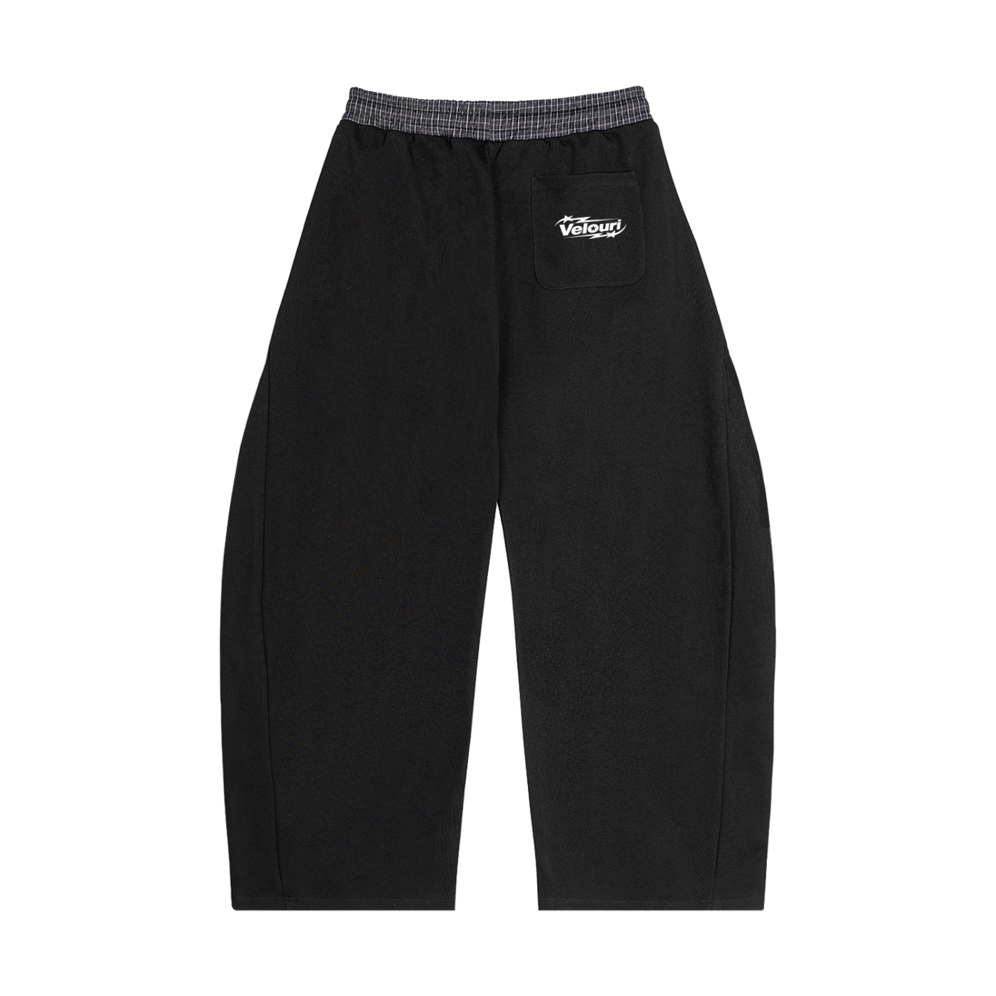 Velouri Grey Plaid Baggy Sweatpants - Black