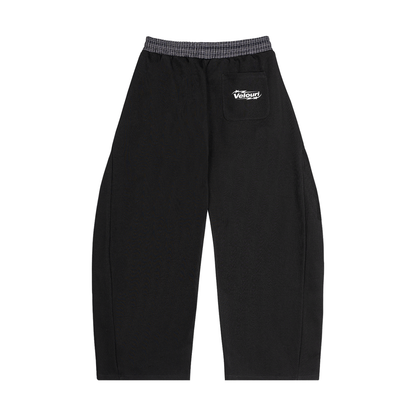 Velouri Grey Plaid Baggy Sweatpants - Black