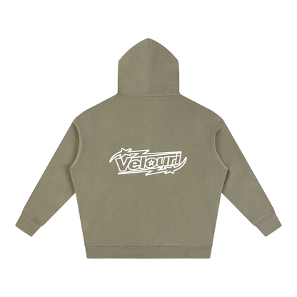 Velouri Outline Fleeced Hoodie - Army