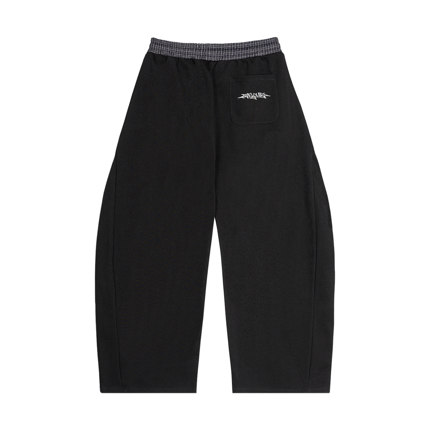 Velouri Graffiti Grey Plaid Baggy Sweatpants - Black
