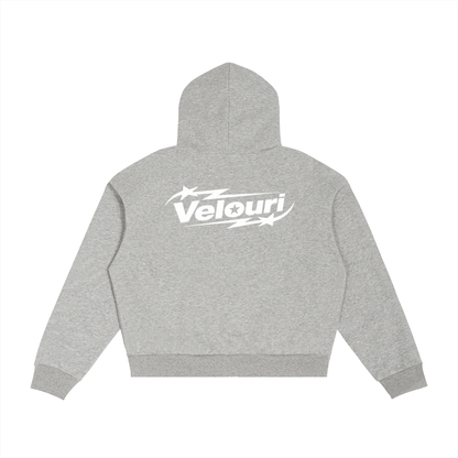 Velouri Blue Plaid Zip Up - Grey