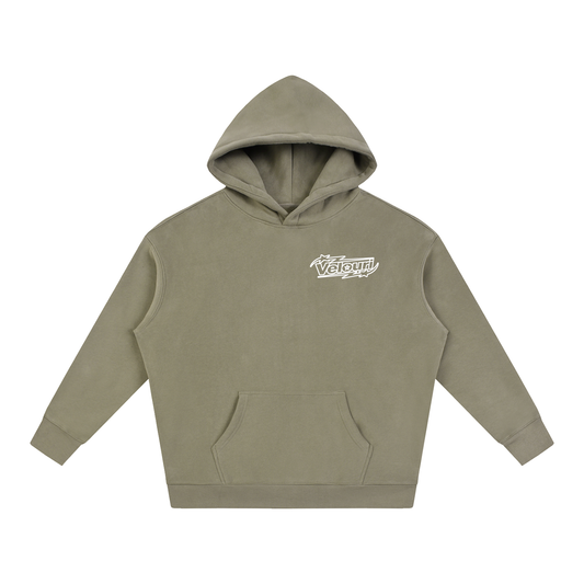 Velouri Outline Fleeced Hoodie - Army