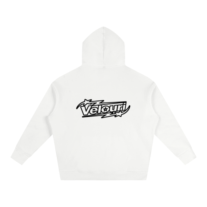Velouri Outline Fleeced Hoodie - White